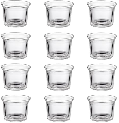 12 Stück Vintage Teelichthalter Set Teelichtgläser, klares Glas, aus Glas 6 cm groß, Kerzenständer & Windlichter als Weihnachtsdeko Wohnzimmer Deko, Hochzeit, Party und Heimdekoration