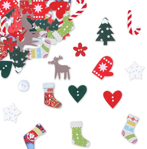 100 Stück Tischdeko Weihnachten,Streudeko Weihnachten Holz Konfetti Tisch,Weihnachts Basteln Weihnachtskonfetti Deko,Christmas Bastel Rentier Schneeflocken Tischschmuck für Party Geschenkkonfetti