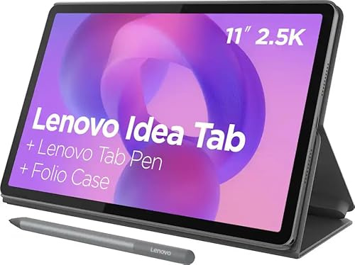 Lenovo Idea Tab ZAFR0929US Tablette avec stylet et étui folio Dimensity 6300-8 Go de RAM, 128 Go de stockage, Android 15-2.5K, 90 Hz, gris Luna
