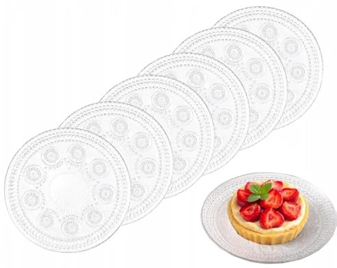 AzaliaDesign Tellerset 6 Personen Ø 17 cm Glasteller Kuchenteller Set aus Glas Dailia 6Pcs