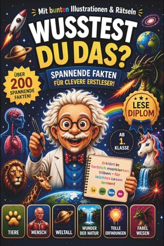 Wusstest du das? Spannende Fakten für clevere Erstleser ab 1. Klasse: Das große Wissensbuch zum Lesenlernen mit der Silbenmethode - Über 200 ... Geschenk zur Einschulung für Jungen & Mädchen