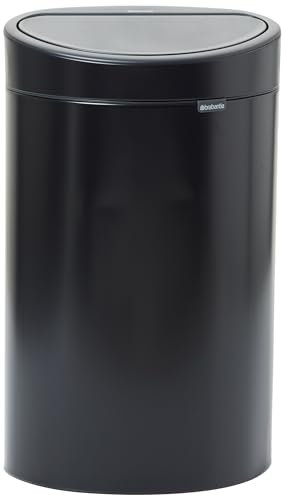 Brabantia 114946 Touch Bin Poubelle unie Acier Inoxydable/Plastique Noir Mat 30,2 x 43,5 x 76,5 cm 40 L