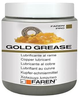 Faren GOLD GREASE L, Lubrificante al rame per alte temperature(anche 1000°),Grasso a base di rame, Antigrippante, Anticorrosivo,ideale per Carichi e Pressioni elevate, 750ml