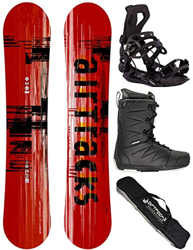 AIRTRACKS Snowboard Set Board Linear Camber Extra Wide 155 + Snowboard Bindung Master + Boots Star Black 40 + Sb Bag