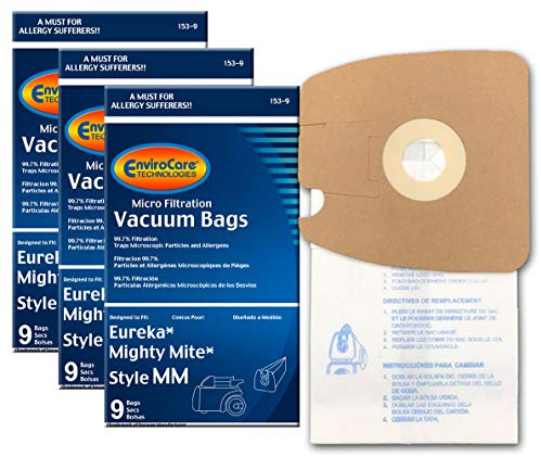 EnviroCare Replacement Vacuum Bags for Eureka Style MM Eureka Mighty Mite 3670 and 3680 Series Canisters 27 Bags (153-9-3)