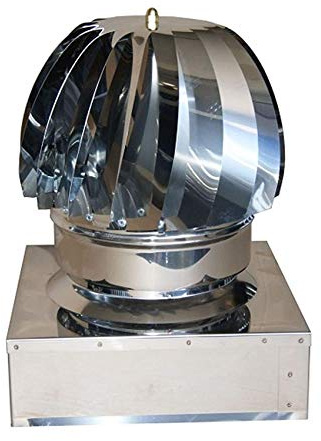 Comignolo girevole aspiratore fumi fumaiolo eolico testa radiante in acciaio inox AISI 304 base quadrata -varie misure- (32x32)