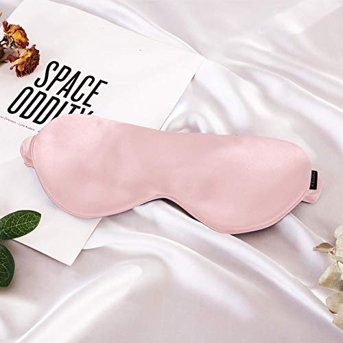 THXSILK Seidenschlafmaske Frauen Seide 22 Momme, Bio Maulbeerseide Augenmaske Bequem, Nachtmaske mit Gummiband für Schlaf zu Hause und Auf Reisen, Bezauberndes Rosa
