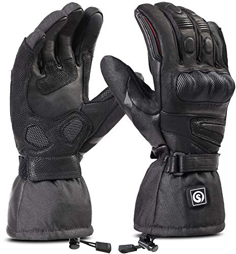 day wolf Heated Motorcycle Gloves Waterproof 7.4V 2200MAH Electric Rechargeable Battery Gloves for Winter Biking Skiing Cycling Hunting Fishing Ski Snow Men Women (2XL)