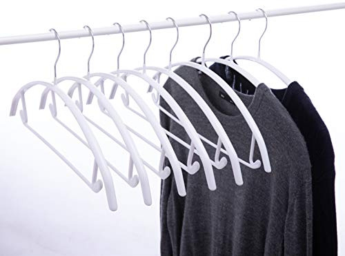 Cocomaya Kleiderbügel aus Metall, 20 Stück, weiß, 42 cm, Anti-Rutsch-Gummibeschichtung verhindert Schulterbeulen & Abdrücke, für Pullover, T-Shirts, Hemden und Hosen