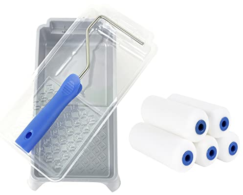 Mister Rui Foam Paint Roller Set, 4 Paint Roller Set, High Density Foam Paint Roller for Flat Surfaces and Brings Smooth Finishes, for Painting and Renovating of House and Furniture