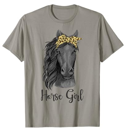 Horse Girl Bandana Leopard Horseback Riding Horse Lover Gift T-Shirt