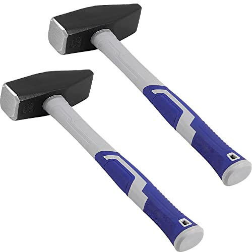 HOIGON 2 Pack 4.5 lb Blacksmith Hammer, Cross Peen Hammer with Fiberglass Handle for Metal Processing, Woodworking, Home Repair, Demolition