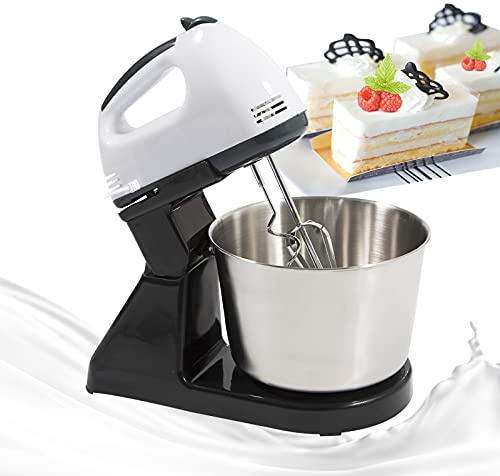 Robot de cocina con 7 marchas, mezclador de masa con cabezal basculante y cuenco de acero inoxidable de 1,7 l, amasadora eléctrica, incluye gancho para amasar