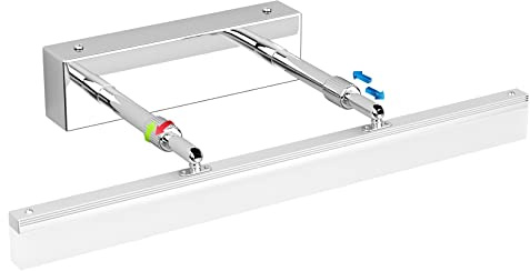 Klighten 9W LED Spiegellampe Badezimmer Spiegelleuchte aus Edelstahl 180° Einstellbar LED Bad Beleuchtung Schranklampe Wandleuchte IP44 Kaltweiß 5500K, 40CM