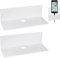 2 Pièces Étagères Murales Flottantes Acrylique Tablettes Flottantes Étagère de Douche Murale Étagère Rectangulaire Murale avec Trous et Vis pour Salon Chambre Cadre Photo Bibelots(Blanc)