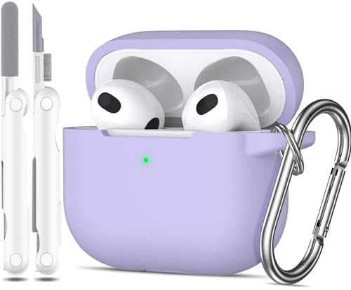 MHYALUDO für AirPods 3 Hülle, AirPods 3 Case Silicone Protective Case | Weicher Silikonschutz Mit Schlüsselanhänger und Reinigungsset, Kompatibel Mit AirPods 3, Traubenviolett
