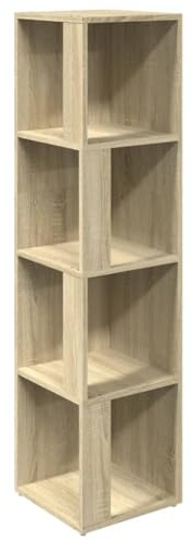 vidaXL Eckregal 4 Fächer Standregal Bücherregal Wandregal Raumteiler Regal Büroregal Dekoregal Aufbewahrung Sonoma-Eiche 33x33x132cm Holzwerkstoff