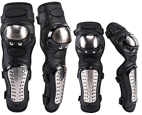 WHYUNM26 4Pc Motorrad Lange Knieschützer Ellenbogenschutz Motorrad Racing Outdoor SportsThick Edelstahl Schutzausrüstung Set
