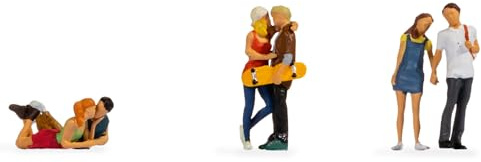 NOCH Figuren-Set „Junge Paare“, romantische Szenen nachgestellt für Modellbau, ideal für TT Spur, handkoloriert