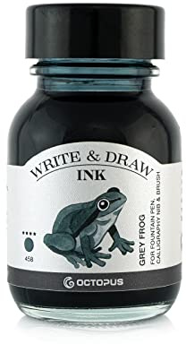 Octopus Write & Draw Ink Grey Frog, wasserfeste Füllhaltertinte Grau, 50 ml | Graue Zeichentusche für Tonwerte, Schattierungen, technische Zeichnungen und monochrome Urban Sketches