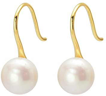HUGE TOMATO AAA Sötvattenspärlörhängen Pärlörhängen 8-9 mm Sterling Silver och 14 k guld Äkta pärlörhängen