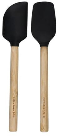 KitchenAid KQG692OHOBE Mini Bamboo Spatulas with Silicone Heads, 2 Pieces, 22 cm