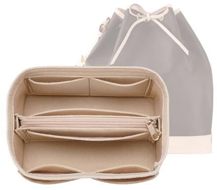LOUKAYCCI Geldbörsen-Organizer-Einsatz für LV Noe Beuteltaschen, Tragetasche mit Reißverschluss-Einsatz (Groß, Beige)