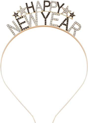 Happy New Year Haarreif, Silvester Haarreif 2026 Haarschmuck Haarreifen Kopfschmuck Erwachsene Silvester Outfit Damen Herren Kinder Sterne Accessoires Geschenke
