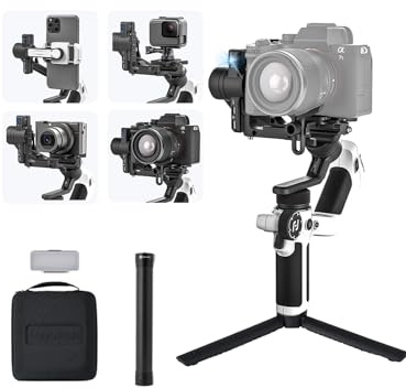 FeiyuTech SCORP Mini 2 (White) Gimbal Stabilizer for Camera & Smartphone, 3-Axis Handheld Gimbal with AI Tracking, Gesture Control, Quick Release, Touchscreen, for Vlogging YouTube TikTok GoPro