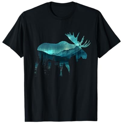 Elch Nordlicht Winter Wandern Alaska Naturliebhaber T-Shirt