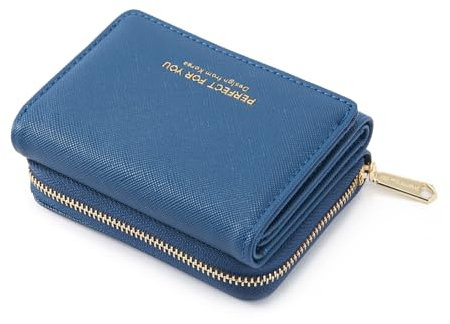 ANYWN Geldbörse Damen klein, Geldbeutel Damen, kleines Portemonnaie mit Große Kapazität, Elegante und Süße Geldbeutel mit Großes Münzfach Königsblau