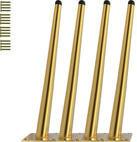 TempFoo Metal Table Furniture Legs 16 Inch, Gold Furniture Feet