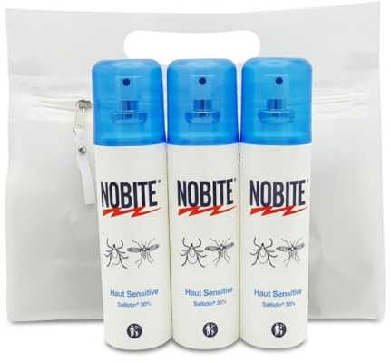 NOBITE Pelle Sensibile 3x100ml – Spray Antizanzare Bambini Icaridina 30%
