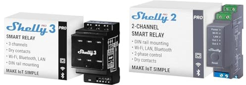 Shelly Pro 3 | Wlan, LAN & Bluetooth 3 Kanäle Smart Relais | Haus- & Gebäudeautomation & Pro 2 | Wlan, LAN & Bluetooth 2 Kanäle Smart Relais | Haus- & Gebäudeautomation