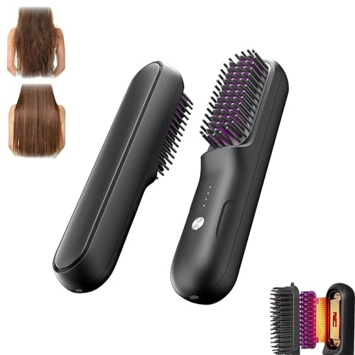 enseak Brusho Hair Pro,Brusheo Hair Pro,Hair Straightener,Cordless Hair Straightener Brush,brusho Hair Pro,Plancha De Pelo Inalámbrica,Heat Mat for Hair Straighteners,Cordless Curling Iron