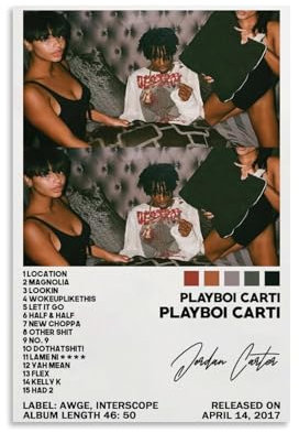 CDAXHOZ Playboi Carti Album-Poster, Wand-Hotel, Kunst-Dekoration, Gemälde, Wohnzimmer, Dekoration, Schlafzimmer, Gemälde, Badezimmer, Bar, Theke, Poster, 30 x 45 cm, ungerahmter Stil