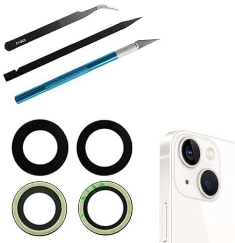 Peixiong Lente de Cristal para Cámara Trasera Compatible con iPhone 13/iPhone 13 Mini, antilente antiarañazos y Resistente al Agua, con Kit de Herramientas de reparación.