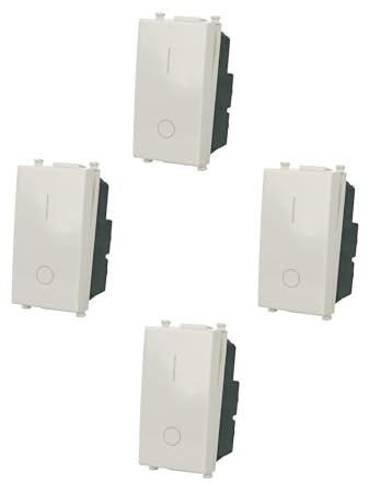 4 Pezzi Interruttore bipolare 0-1 2P 16A compatibile con Vimar Plana - Modulo da incasso