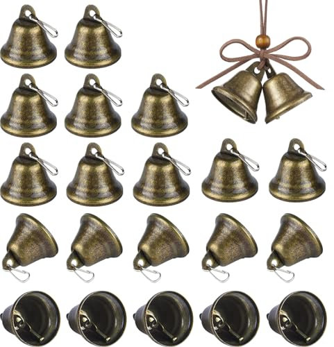 20 Stück Glöckche zum Basteln, Vintage Bronze Glöckchen Weihnachts Glöckchen Kleine Glocken zum Aufhängen Christbaumschmuck für DIY Wind Glockenspiel Handwerk Dekorationen Hundetraining