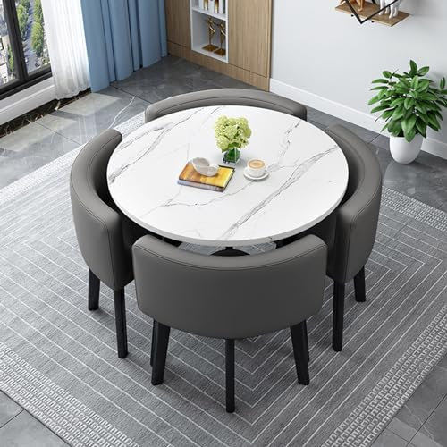 Esstisch aus Holz für 4 Personen mit Stühlen, moderner Konferenztisch und 4 Stühlen, Empfangstisch und Stuhlkombination für Wohnzimmer und Esszimmer (80 cm)