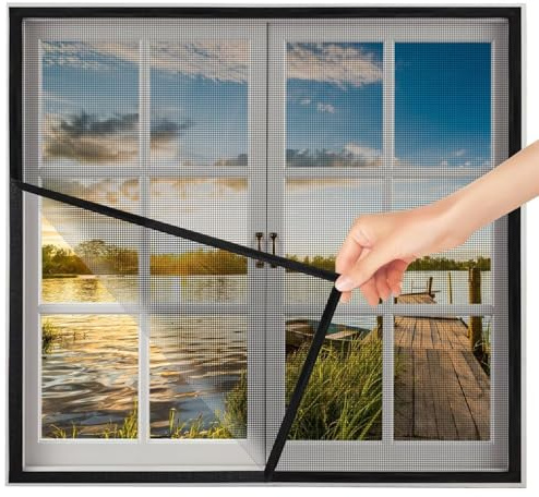füR Fenster Fenster Fliegengitter 85x125cm Schwarz Fliegengitter Rollo ohne bohren Fenster Fliegengitter Rollo