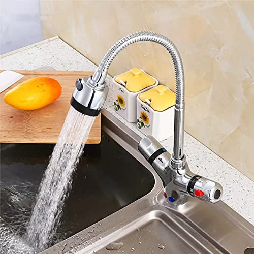 Mitigeur thermostatique de cuisine en laiton massif avec contrôle de température constante pour lavabo Finition chromée