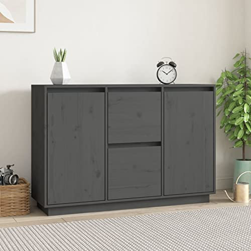 Xichuzi Sideboard Grau 111x34x75 cm Massivholz Kiefer, Kommode Schlafzimmer, Kommoden & Sideboards, Wohnzimmerschrank, Flur Kommode, Zimmer Möbel - 814311