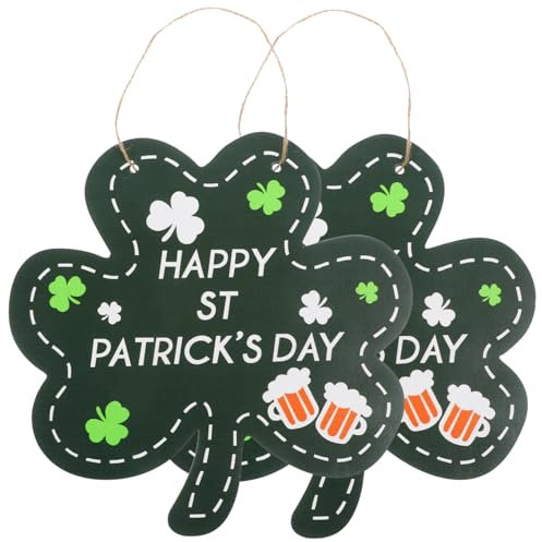 Cabilock Türhänger-Set Zum St. Patricks Day 2 Stück Irisches Willkommensschild Vierblättriger Hut Holzdekor Zum Aufhängen Für Die Haustür