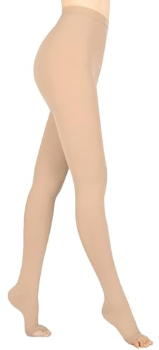Evolyline Medical Compression Tights for Women & Men 15-20mmHg, Open Toe Compression Pantyhose Opaque Graduated Support Tights Compression Stockings for Varicose Veins Edema Flight Nursing S-4XL