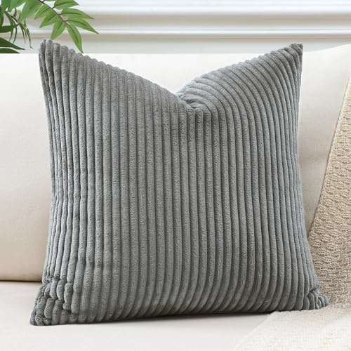 JOTOM 1 Stück Cord Kissenbezug Kissenhülle Dekorative Zierkissen Sofakissen Couchkissen Dekokissen Zierkissenbezug Deko Kissenbezüge für Sofa Wohnzimmer (50x50cm, Grau)