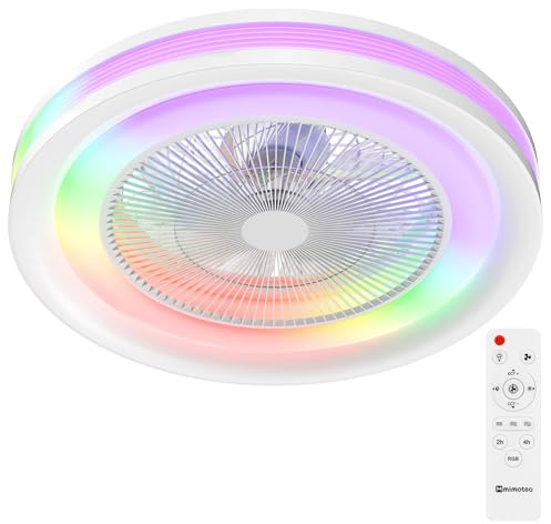 LEDUNI Ventilador de Techo LED con Luz Motor DC 36W RGB+CCT 3000K-6500K, 2800LM Velocidad del Viento ajustable con Control Remoto 50X12HCM Modernos para Dormitorio, Salon, Habitaciones