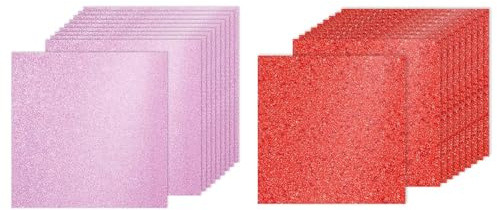 PATIKIL 10 Fogli Di Cartoncino Glitter Rosso/Rosa, 12x12 Pollici Carta Glitterata Cartoncino Lucido Scrapbook 250gsm Carta Scintillante Grande Brillantezza Per Artigianato Scrapbook