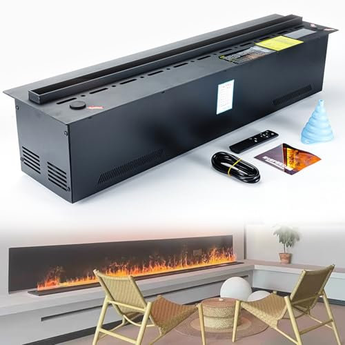 Caminetto Ad Atomizzazione D'acqua, Fiamma Simulata In 3D, Pannello Ultrasottile Da 3 Mm, Iniezione D'acqua Intelligente, Umidificatore A Vapore Elettronico(120cm)
