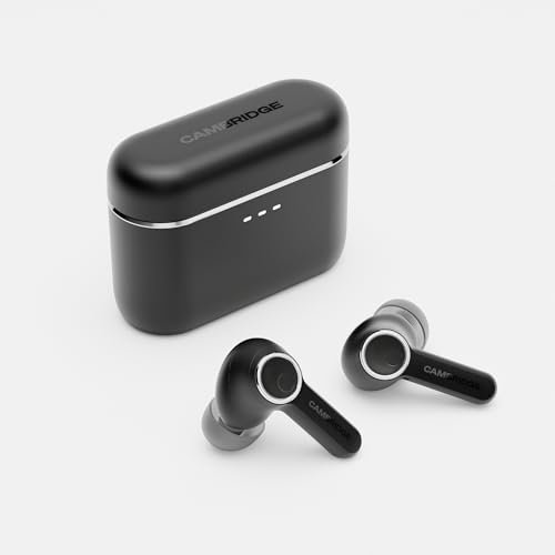 Cambridge Audio Melomania A100 Earbuds - Auriculares intrauditivos True Wireless con supresión Activa del Ruido Adaptable, Bluetooth aptX HD, hasta 39 Horas de autonomía con Estuche de Carga - Negro